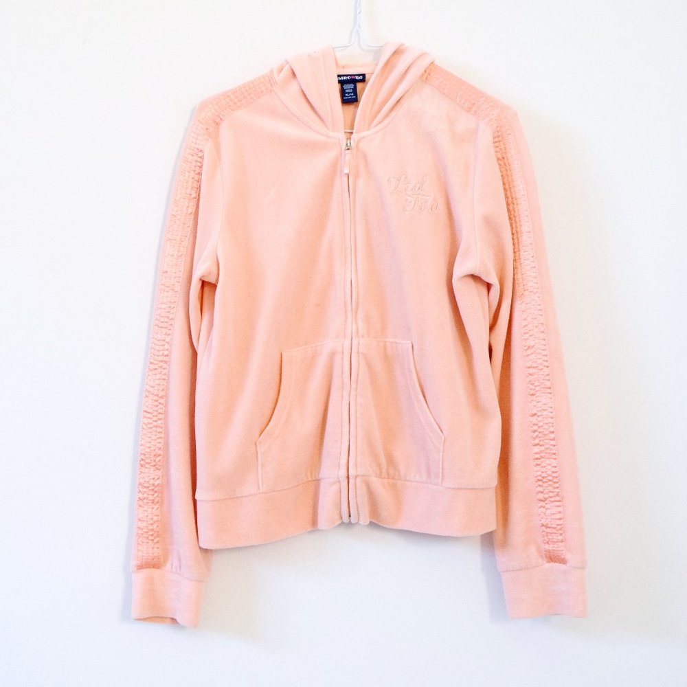 LIMITED TOO Vintage Peach Velour Satin Zip Up Track Jacket | Size XL